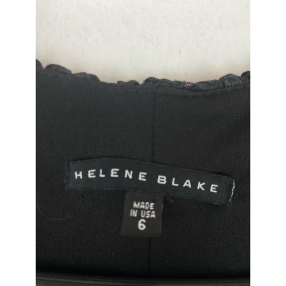 Vintage Helene Blake Sequin Wrap Evening Blouse Women 6 Lace Sleeve V Neck Black - Picture 8 of 15